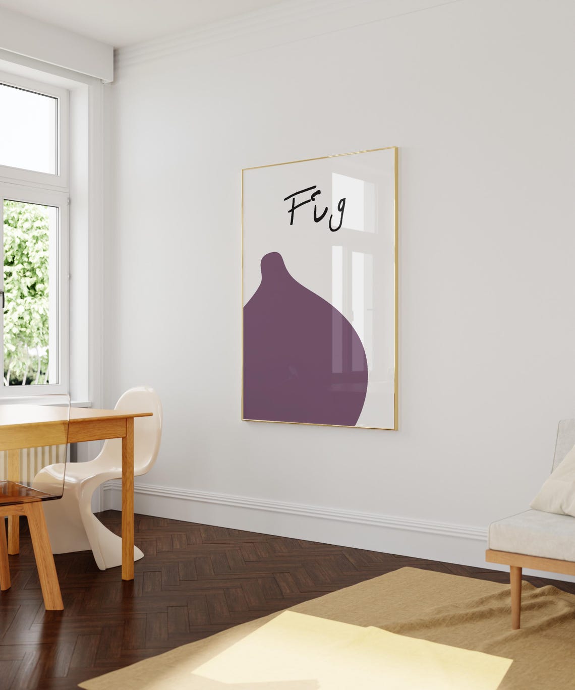 Handwritten Fig Word Minimalist Purple Fruit Wall Decor Poster - Image 2