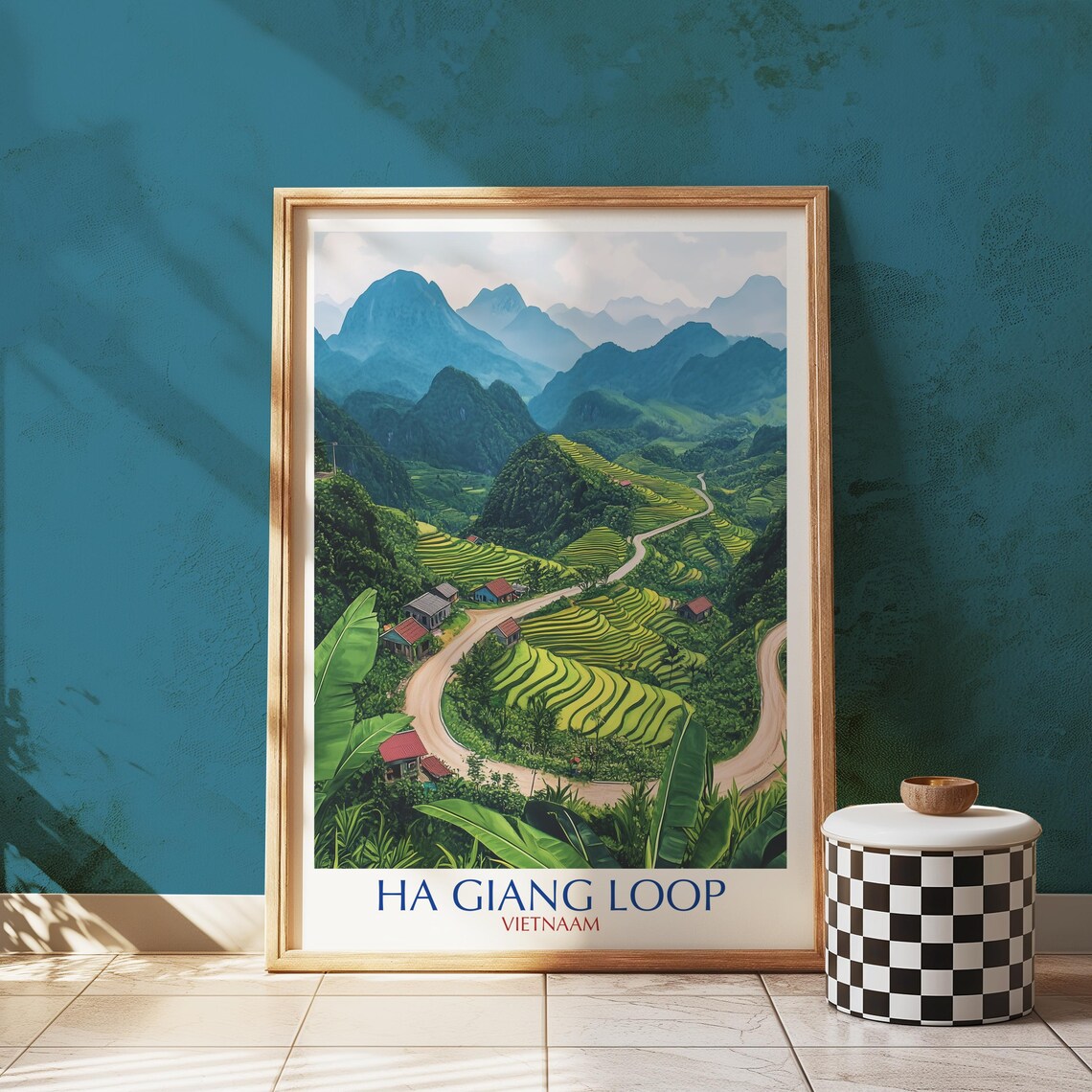 Ha Giang Loop Vietnam Travel Poster, Mountain Landscape