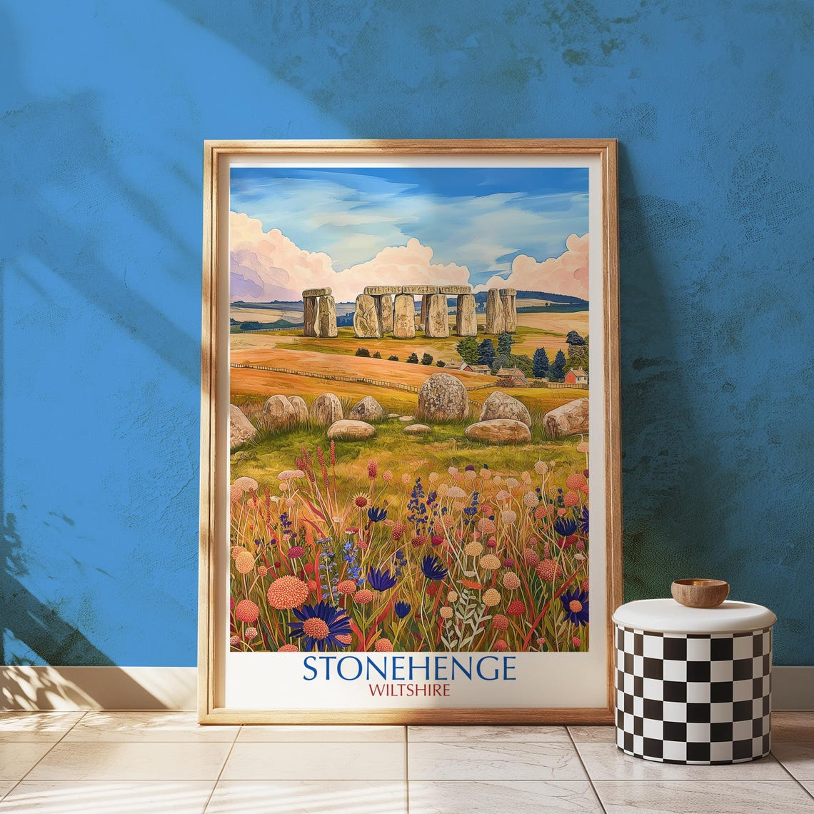 Stonehenge Wiltshire England Prehistoric Stones Wildflower Poster
