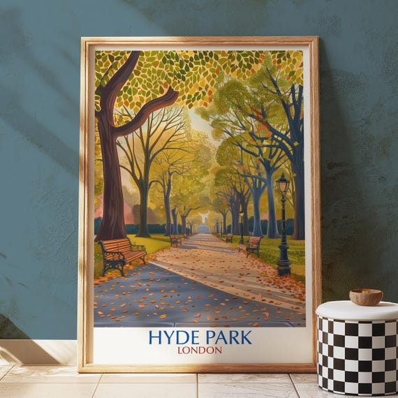 Hyde Park London Autumn Art Print British Landscape Poster