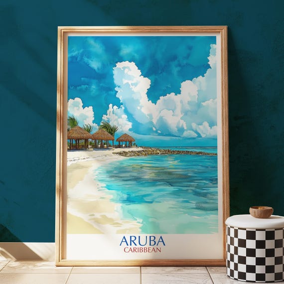 Aruba Beach Print Turquoise Water Coastal Art Island Decor