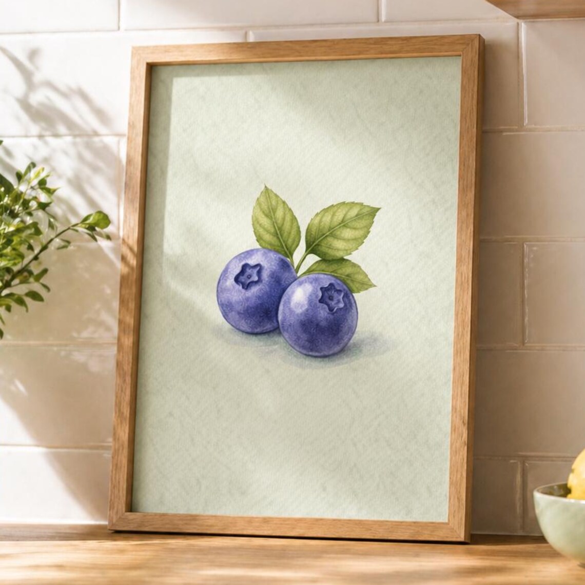 Blueberry Quote Botanical Kitchen Decor, Art Print