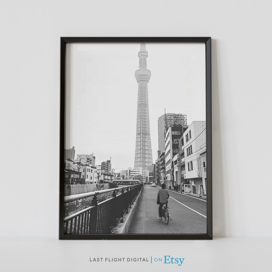Tokyo Skytree Tower City Street Black And White Japan Photo Poster