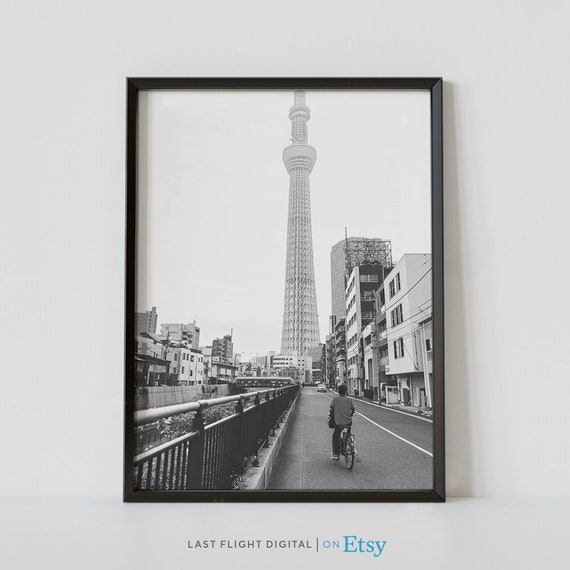 Japan Poster Tokyo Print Sky Tree Tokyo Art Japan Print Tokyo Poster Black And White Photog Skyline Cityscape Skytree Downtown