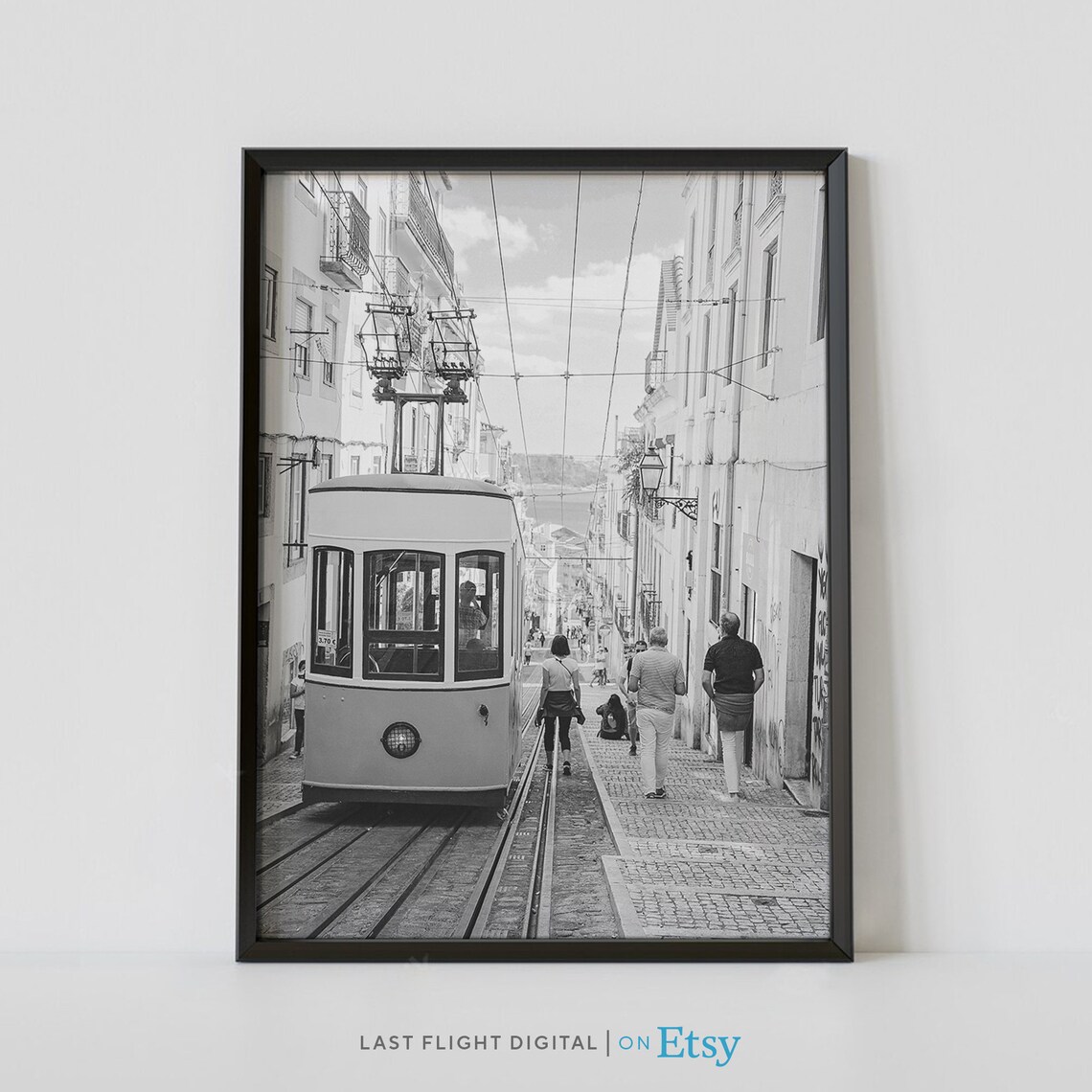 Lisbon Tram 28 Portugal Travel Poster, Black And White