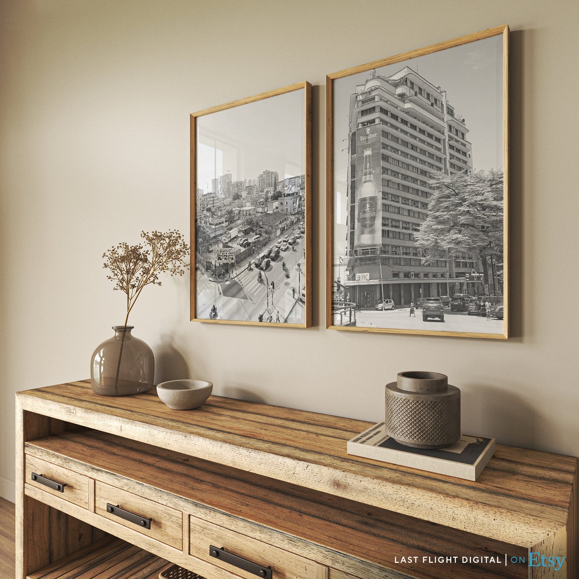 Kinshasa Congo Tower Street Scene Black And White Photo Poster - Image 4