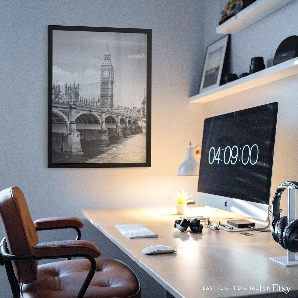 London Big Ben England Travel Poster, Black And White - Image 2