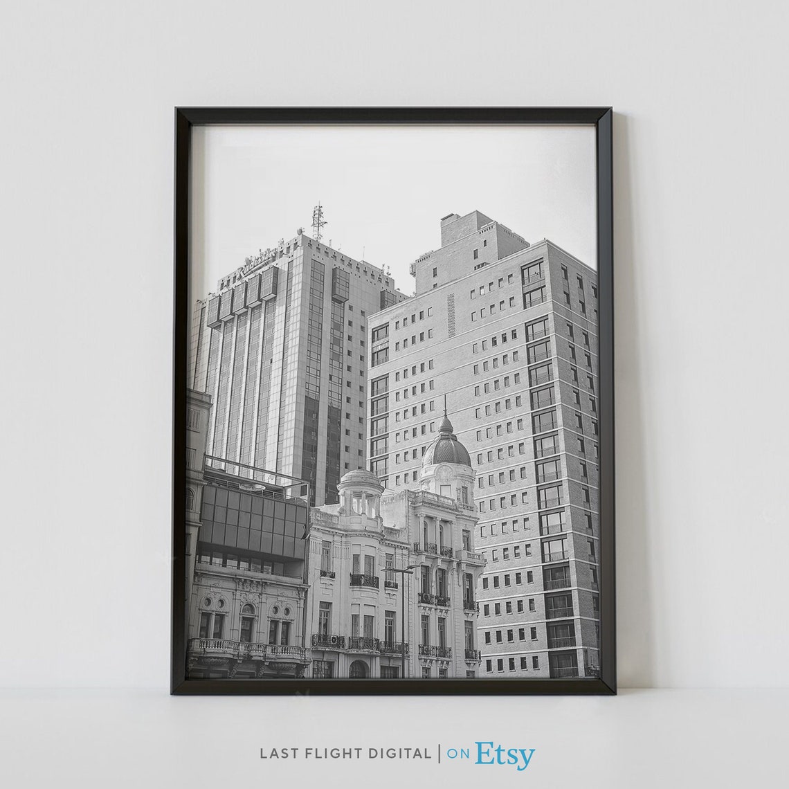 Montevideo Uruguay Downtown Independence Square Black White Poster