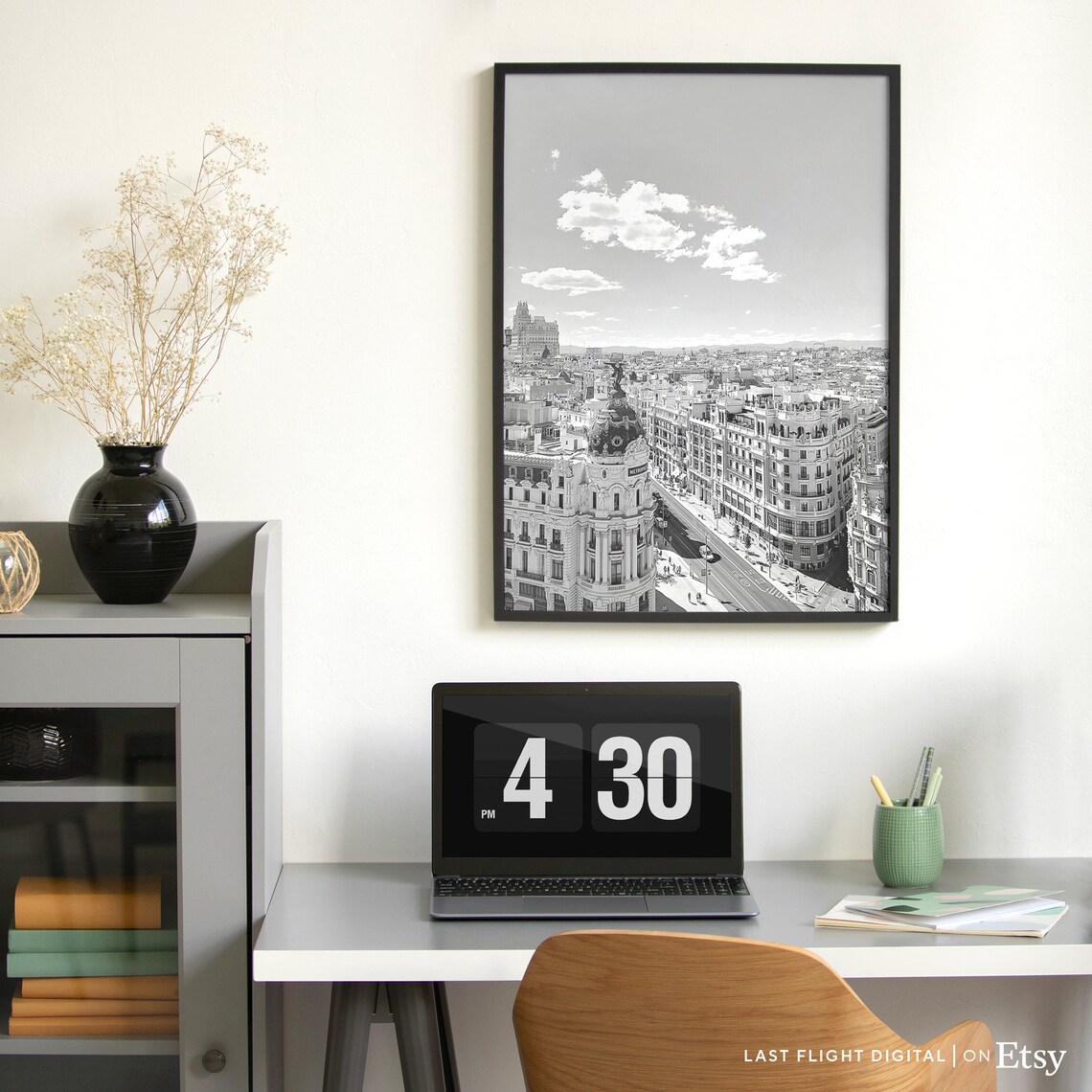 Madrid Spain Travel Poster, Black And White Cityscape - Image 4