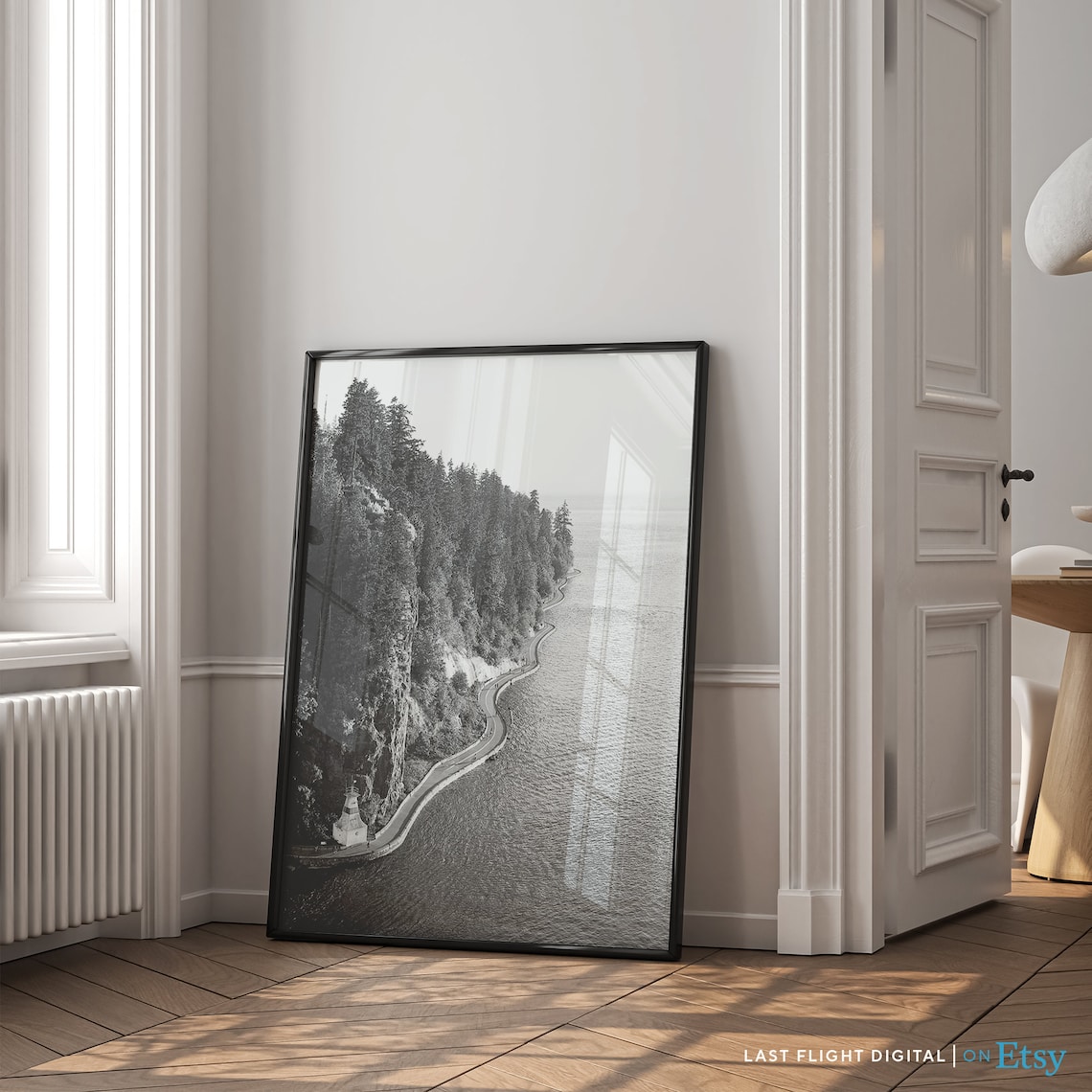 Vancouver Stanley Park Road, Black And White Travel Poster - Image 4