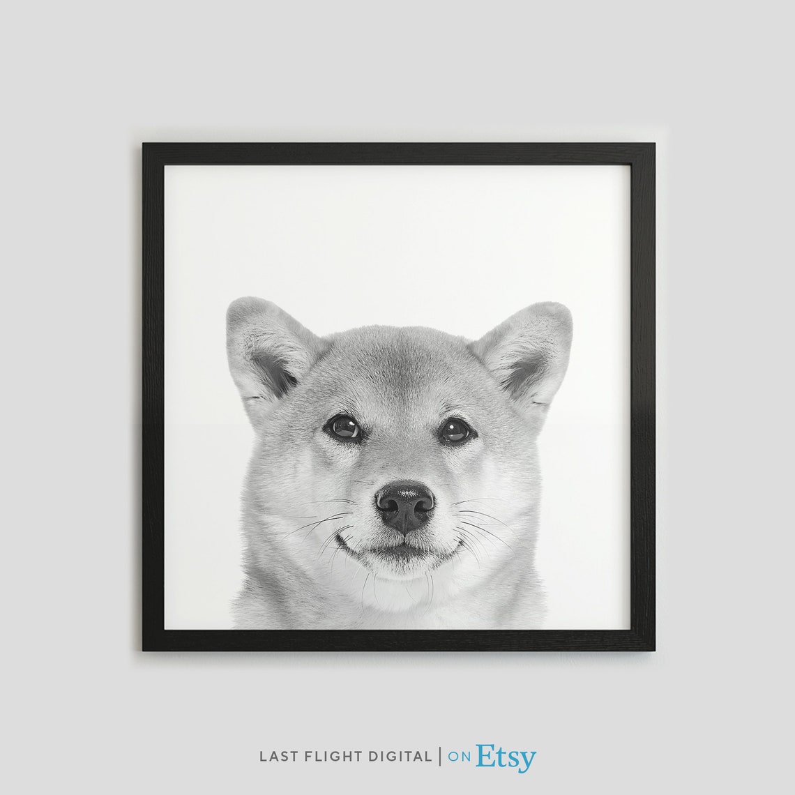 Dog Print Shiba Inu Dog Poster Puppy Print Puppy Poster Kids Room Face Black White Photo Nursery Shiba Inu Print Shiba Puppy
