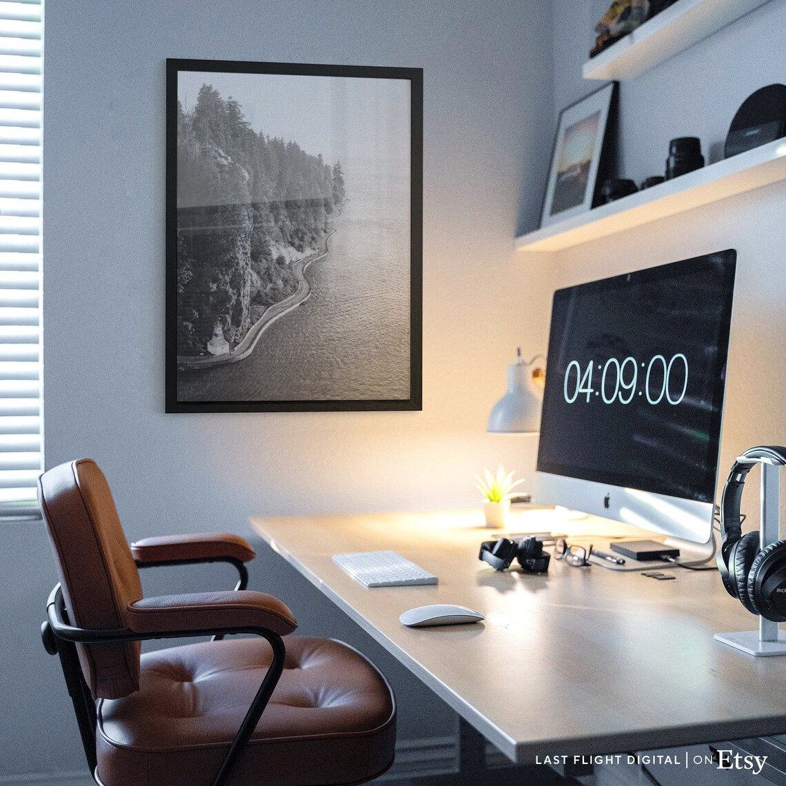 Vancouver Stanley Park Road, Black And White Travel Poster - Image 2