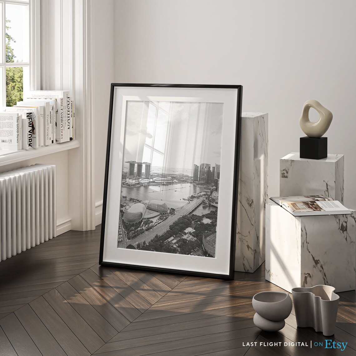 Singapore Marina Bay Sands Skyline Esplanade Aerial View Poster - Image 4
