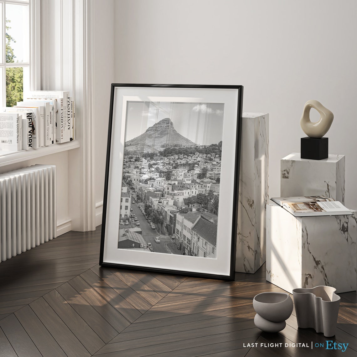 South Africa Poster Cape Town Poster Cityscape Africa Wall Art Cape Town Print Black And White Photo Skyline City Streets African - Image 2
