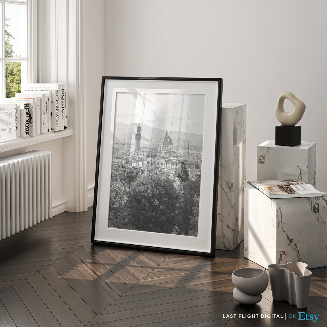 Florence, Italy Cityscape Poster, Black And White - Image 4