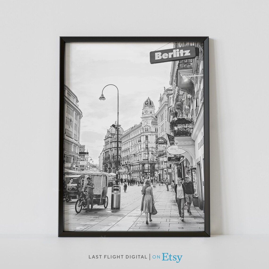 Vienna, Austria Travel Poster, City Streets Skyline