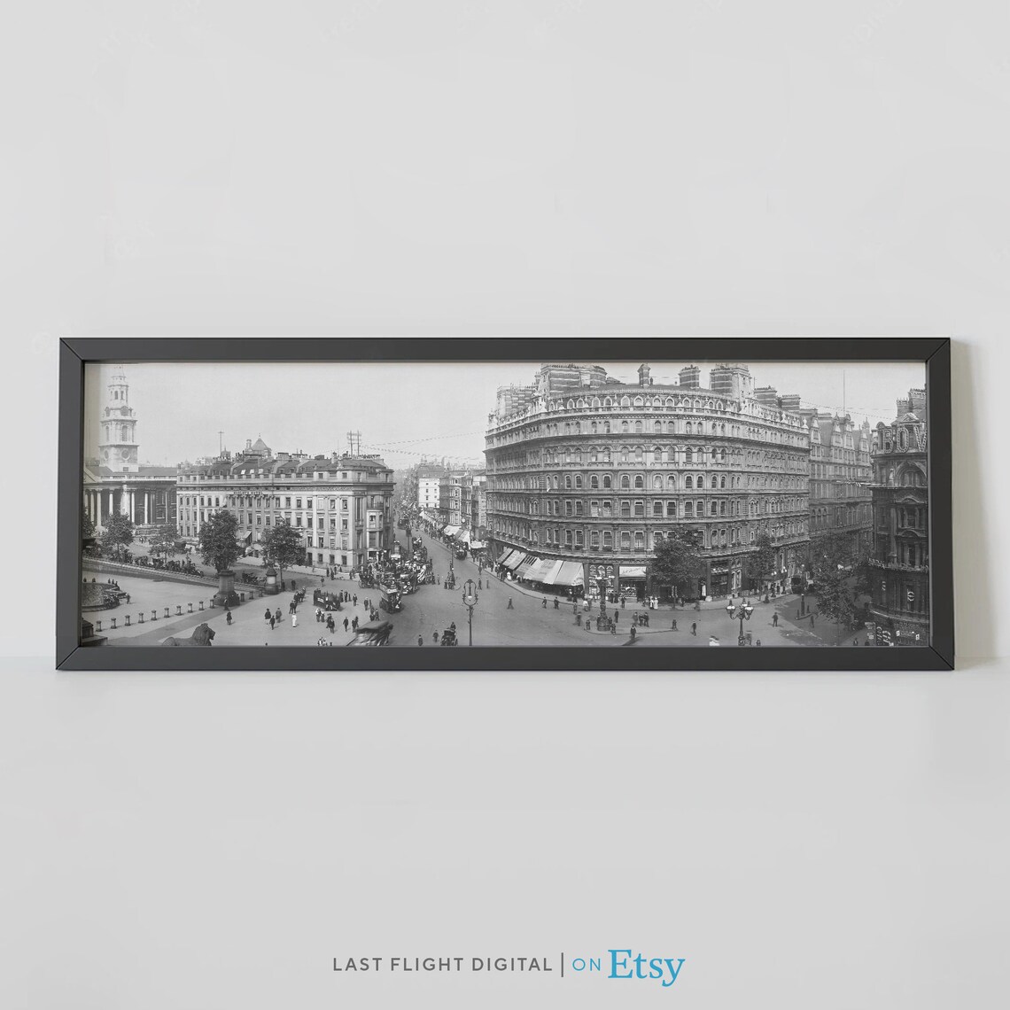 Historic London 1908 Trafalgar Square Vintage Panorama Photo Poster