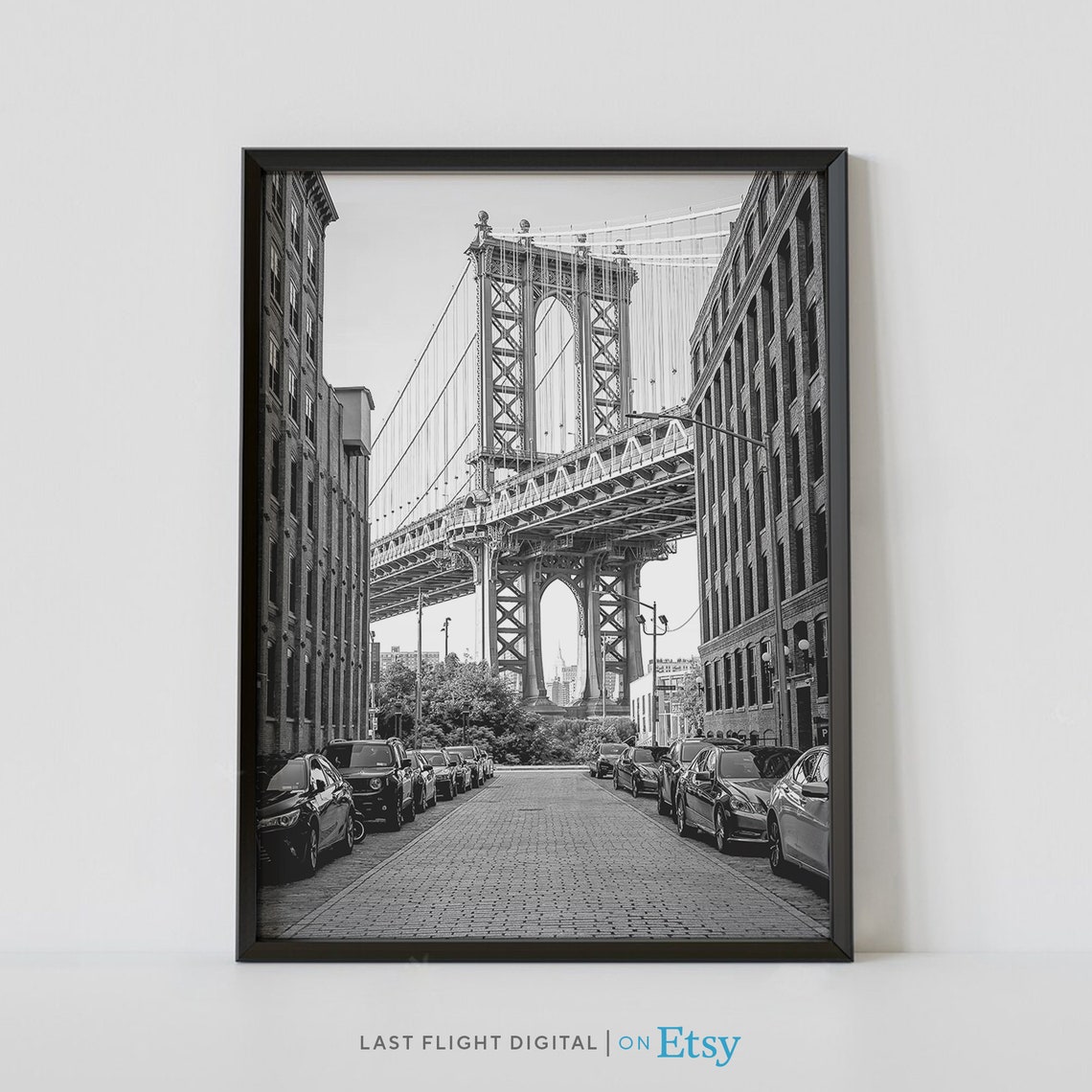 New York Print Dumbo Manhattan Bridge New York Art New York Poster New York City Nyc Black And White Photo Cityscape Skyline