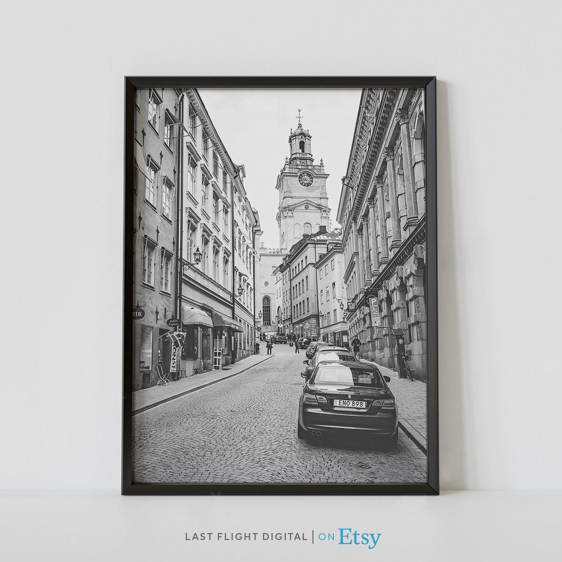 Sweden Print Stockholm Poster Storkyrkan Church Stockholm Cityscape Sweden Poster Stockholm Print Black White Photography Europe