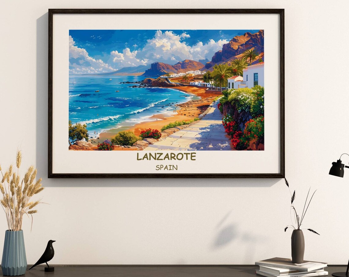 Lanzarote Spain Volcanic Island Beach Village Canary Art Poster