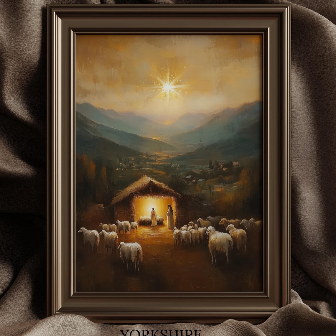 Nativity Scene Birth Of Jesus Christmas Wall Art Print Art Bible Watercolor Painting Christian Faith Gift
