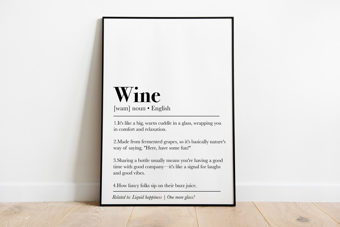 Wine Definition Print, Bar Wall Art Print