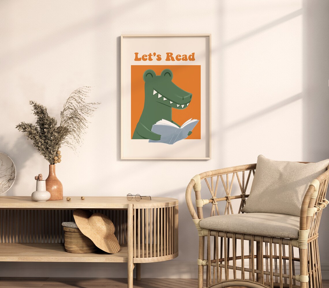 Kids Reading Art Print, Reading Room Decor - Image 2