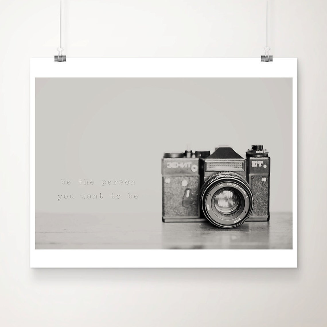 Vintage Zenit Film Camera Photo 'Be the Person You Want to Be' Poster