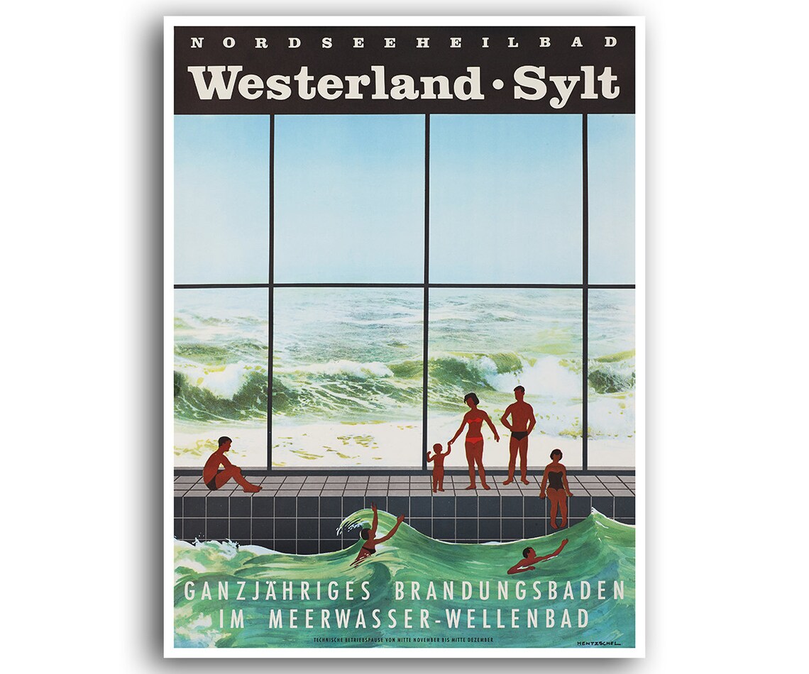 Westerland Germany Retro Travel Poster Art Print