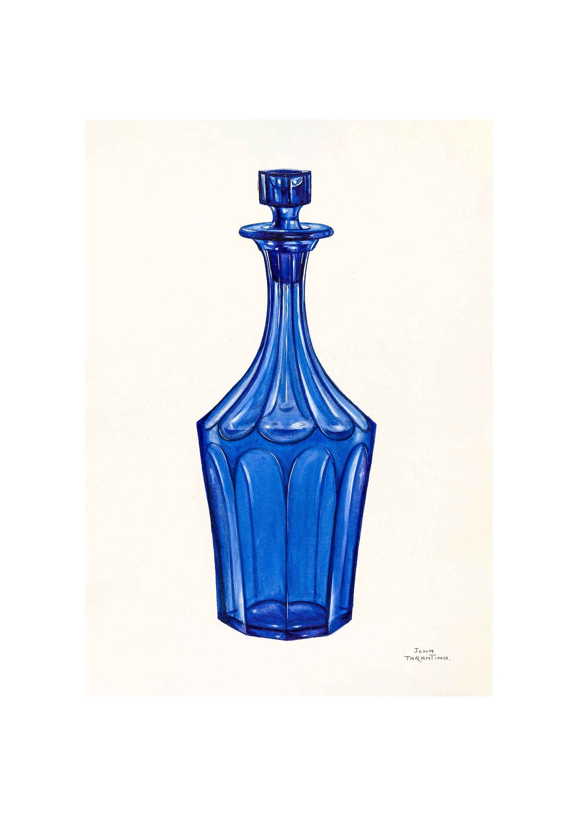 Vintage Retro Decanter Glass Vase Bottle Art Print