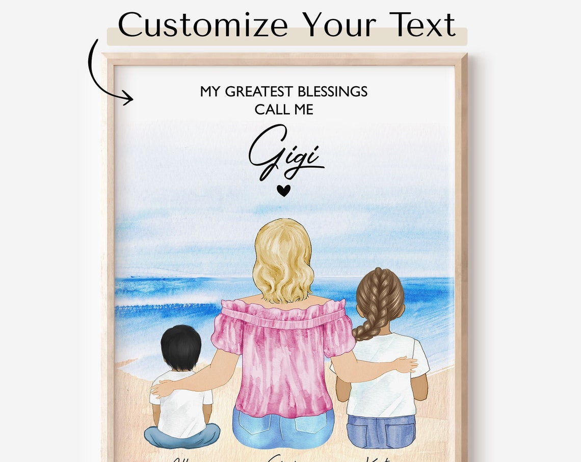 Custom Mothers Day Gift For Gigi Personalized Grandma Gift From Grandkid Grandparents Grandchildren Print Nana Birthday Gift Family Portrait