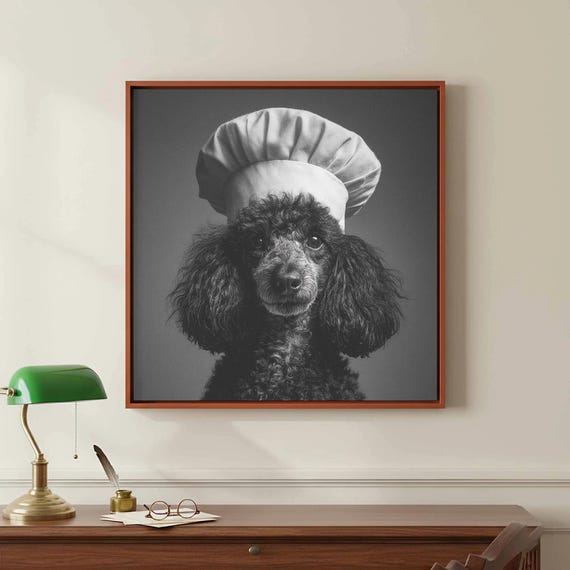 Poodle Chef Canvas Wall Art Funny Dog Kitchen Print