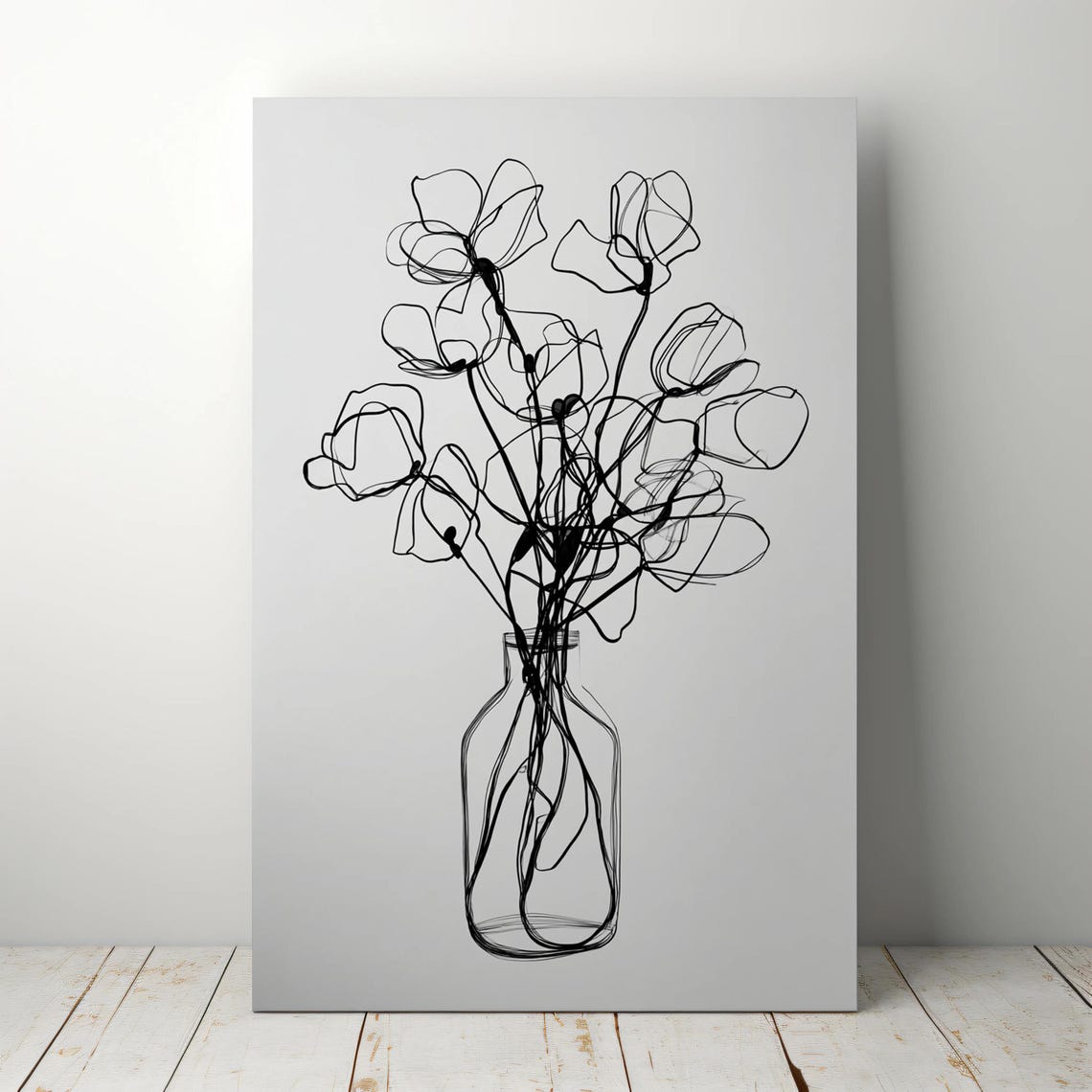 Minimalist Flower Line Drawing Wall Art Modern Botanical Print
