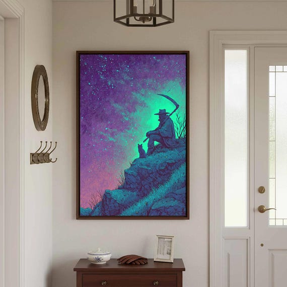 Dark Fantasy Reaper Art Print Gothic Scythe Wall Decor