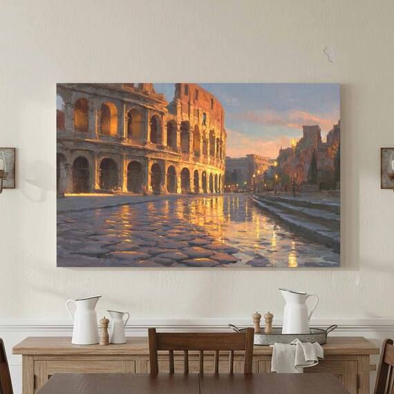 Colosseum Rome Travel Poster, Historic Architecture