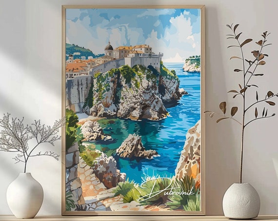 Dubrovnik Coastal Charm Travel Poster, Croatia