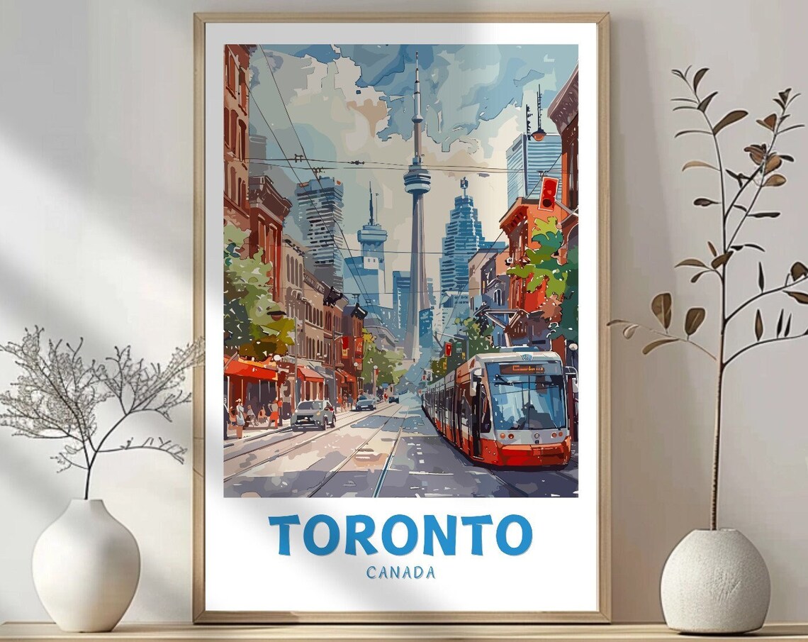 Toronto Downtown Skyline Travel Poster, CN Tower