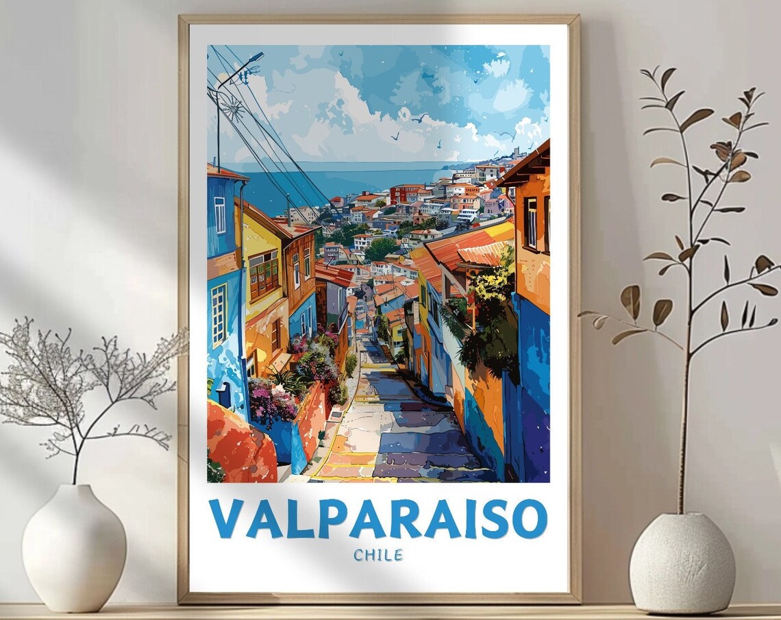 Valparaiso Chile Travel Poster, Wall Art Print
