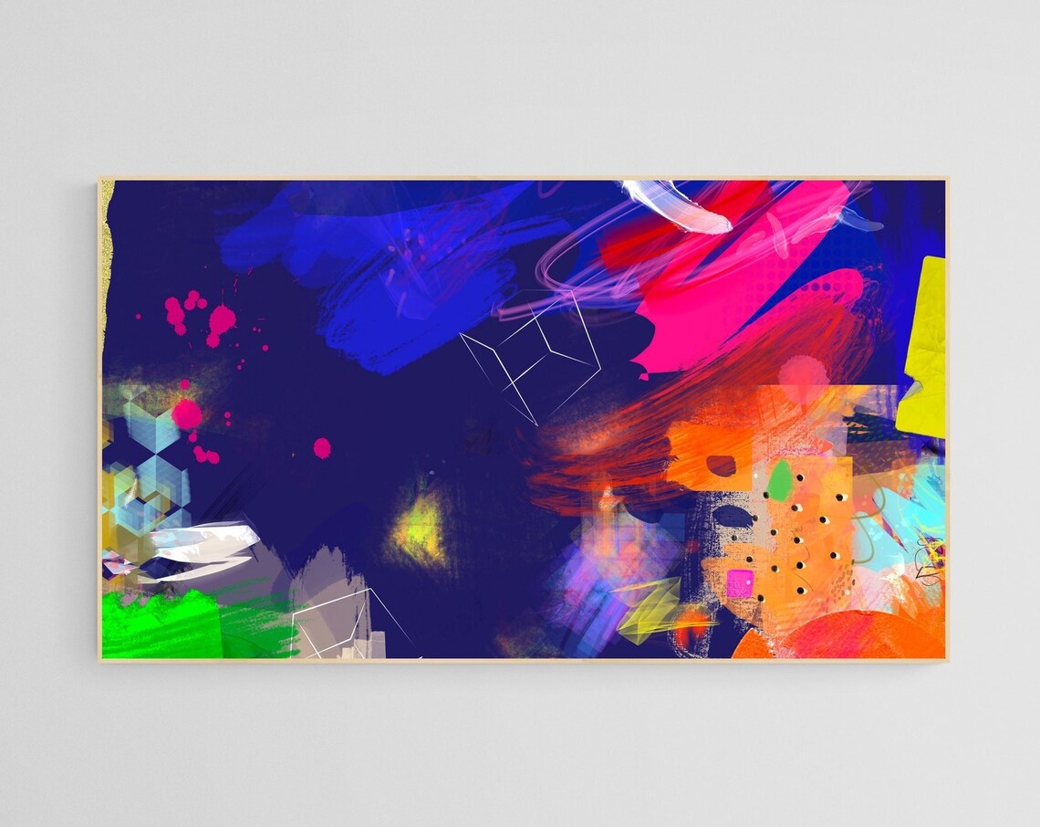 Frame TV Colorful Bright Blue Abstract Art Print - Image 4