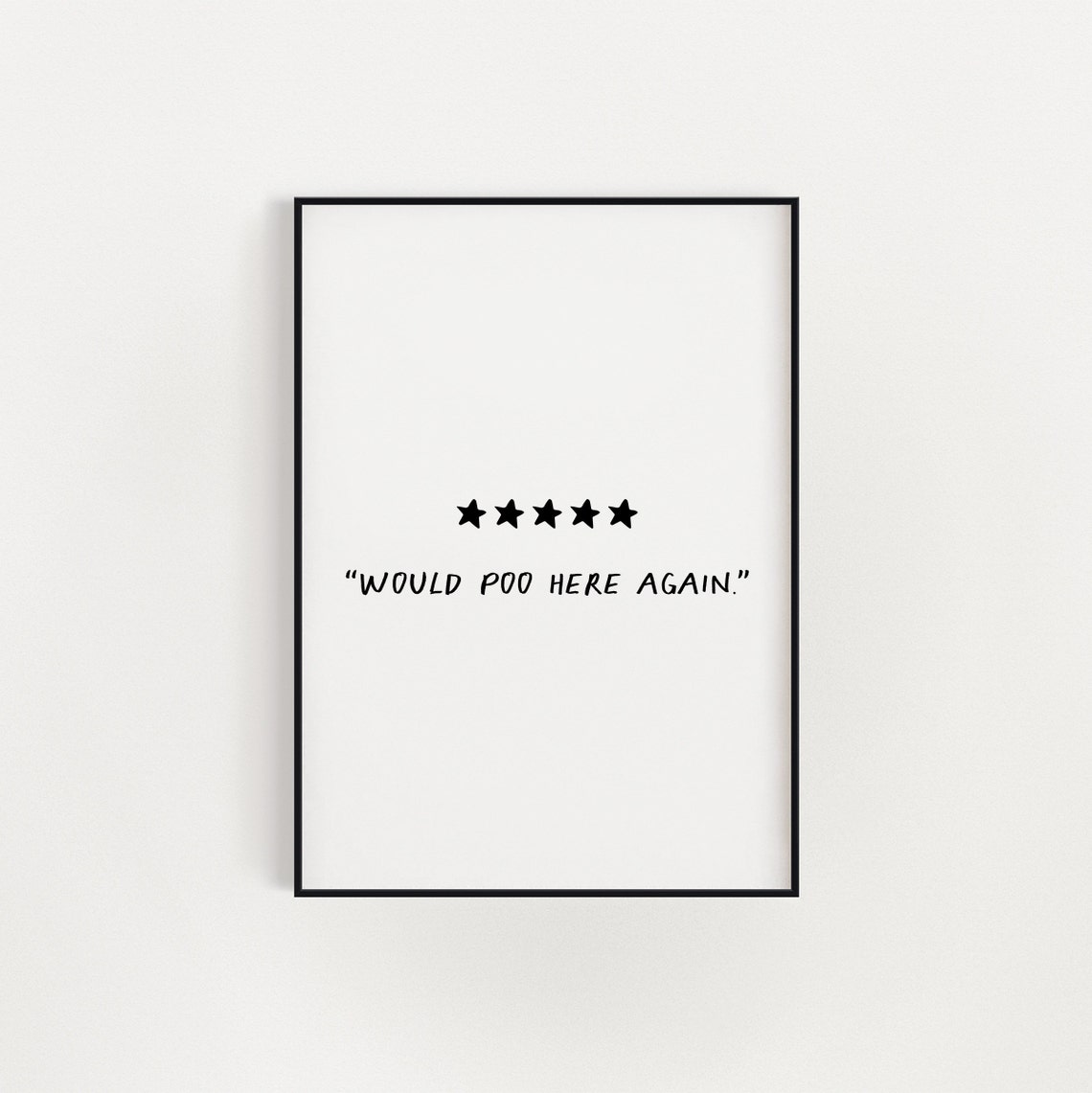 Funny Five Star Review Would Poo Here Again Bathroom Humor Poster