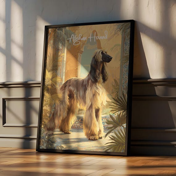 Afghan Hound Art Print Elegant Dog Lover Gift Modern Illustration