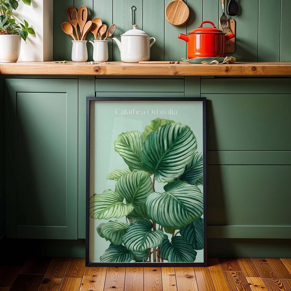 Calathea Orbifolia Print Tropical Botanical Wall Art Plant Lover Gift