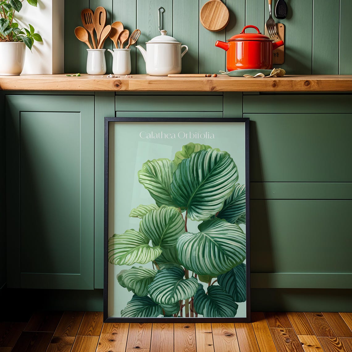 Calathea Orbifolia Tropical Botanical Leaf Illustration Art Poster