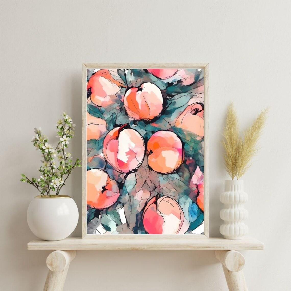 Peach Print Fruit Market Print Art Abstract Wall Art Art Colourful Art Maximalist Minimalistic