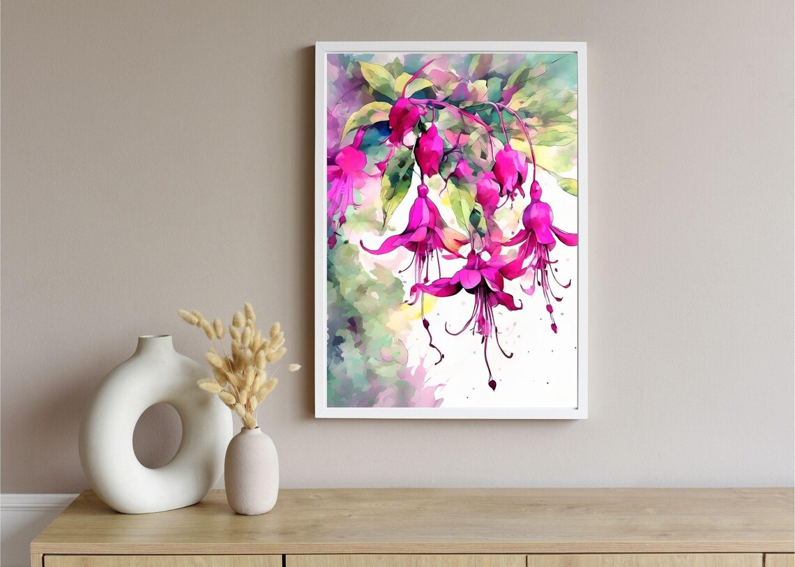 Magenta Fuchsia Flower Watercolor Floral Botanical Vibrant Art Print - Image 4