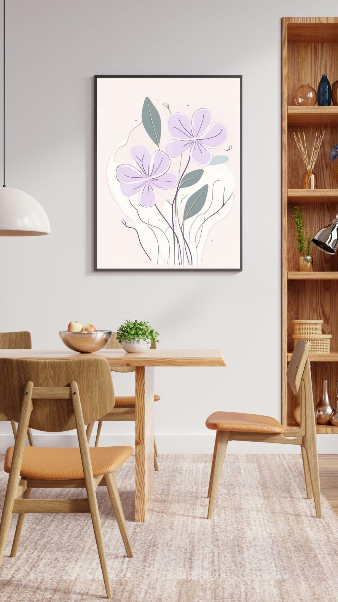 Lavender Flower Minimalist Line Art Purple Botanical Wall Art - Image 4