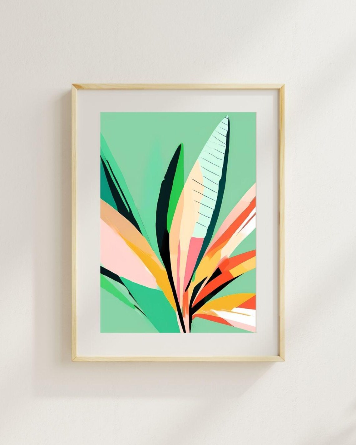 Tropical Abstract Leaves Modern Jungle Art Print