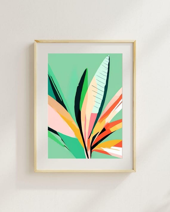 Tropical Abstract Leaves Modern Jungle Art Print