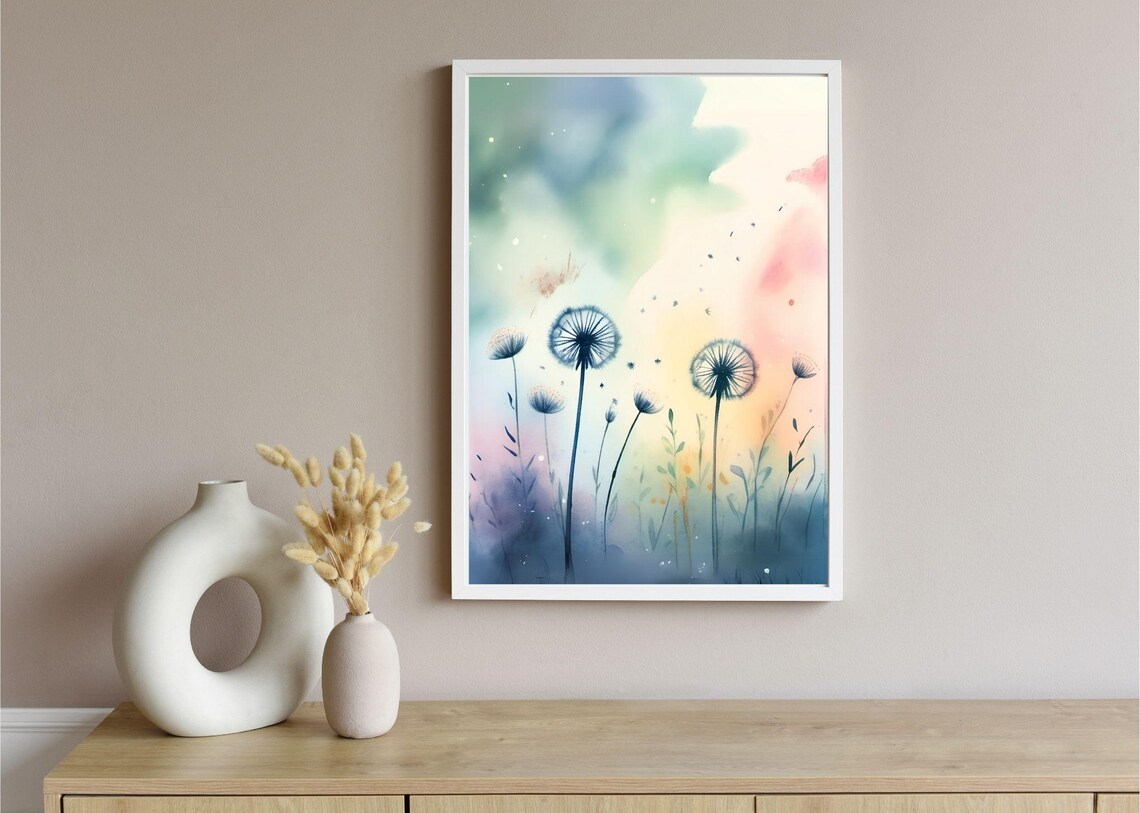 Dandelion Flower Abstract Art Print, Colourful Maximalist - Image 4
