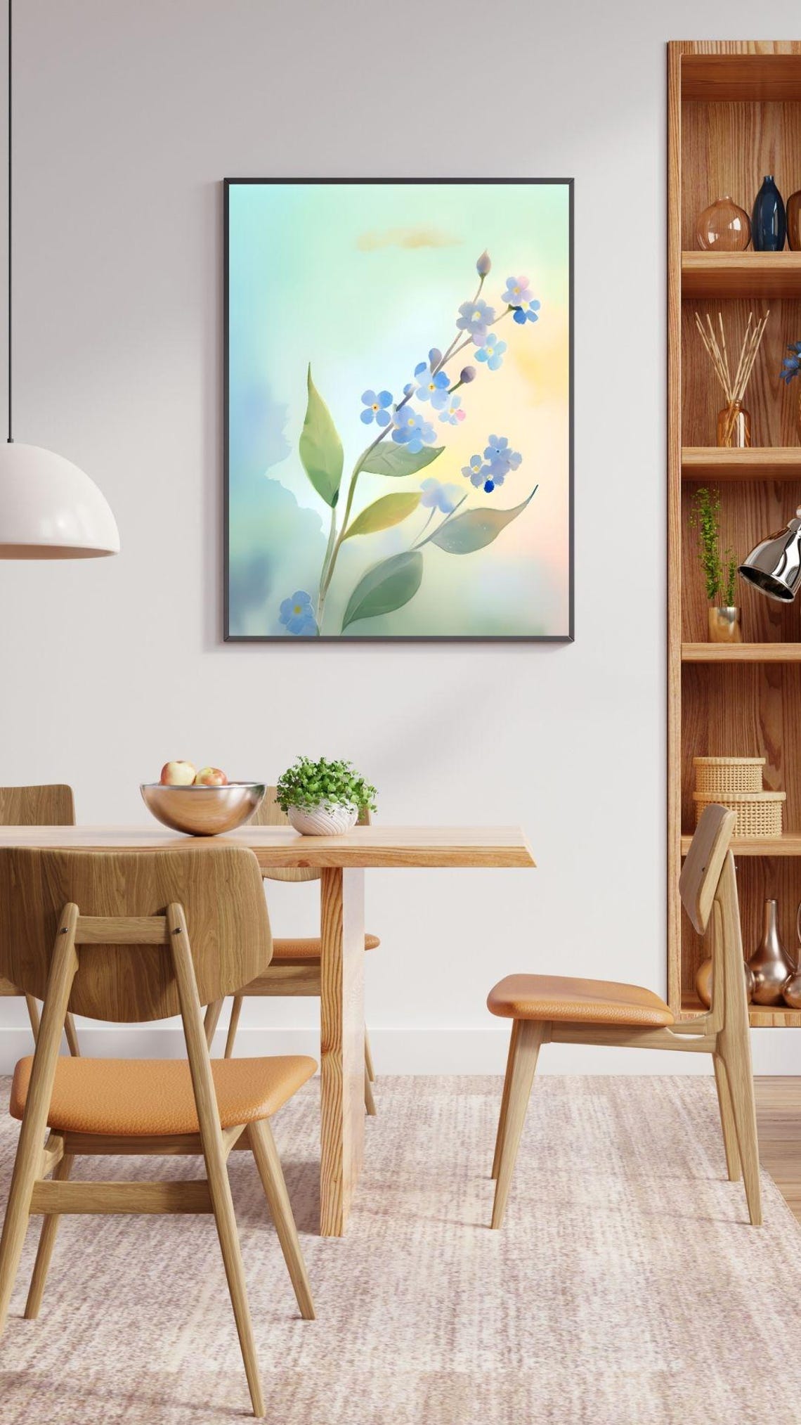 Forget Me Not Blue Flowers Watercolor Delicate Spring Floral Wall Art - Image 2